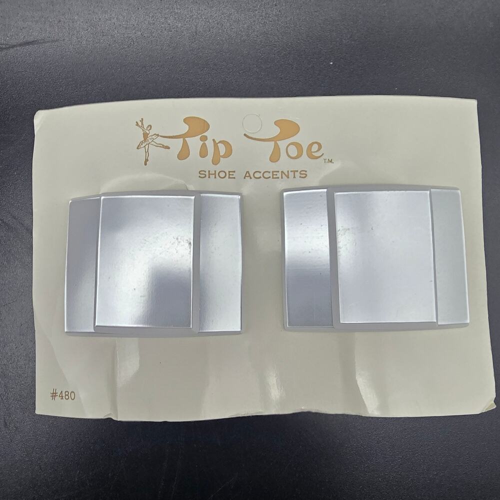 Tip Toe Pearlescent Shoe Clips Made in France Rectangle Vintage NOS